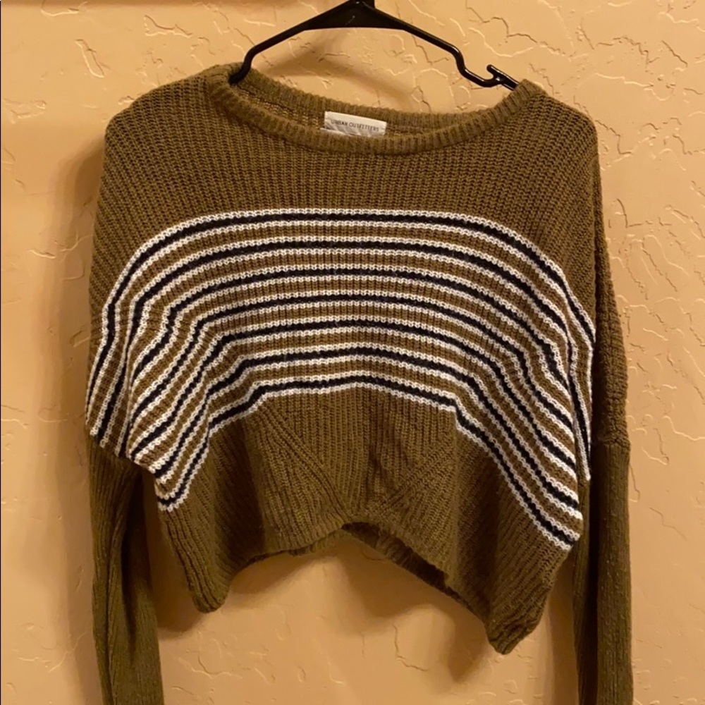 Urban Outfitters Green Slouch Stripped Sweater